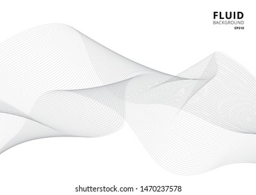 Abstract gray smooth lines curved wavy wave on white background. Design element. Vector illustration