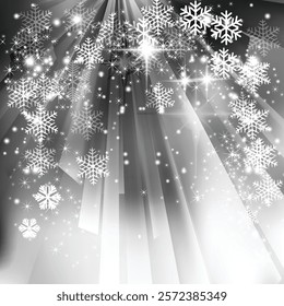 Abstract Gray Sparkles Christmas Snowflake Background