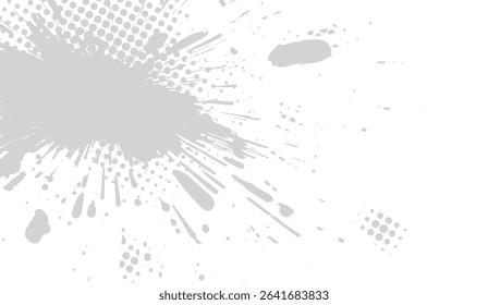 Abstract Gray Splash with Halftone Texture on White Background for Grunge Design and Artistic Elements Perfect for Creative Projects and Modern Art Compositions