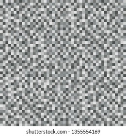 Abstract Gray Square Pixel Mosaic Background. Seamless Pattern. Noise Texture. Geometric Style. Vector Illustration
