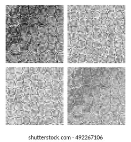 Abstract gray square pixel mosaic background set