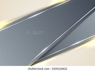 Resúmenes de rayas grises con líneas plateadas brillantes con efecto de iluminación sobre fondo crema. Estilo de lujo. Ilustración del vector