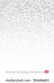 Abstract Gray Technology Pixel Background, a4 format. A4 template size. Vector illustration