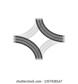 Abstract gray tire track symbol isolated on white background