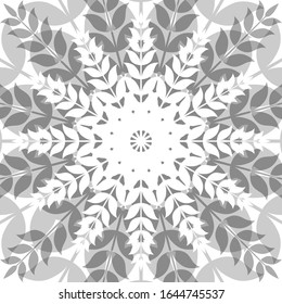 Abstract Gray Tone Leaves Tile Background Design For Vector 