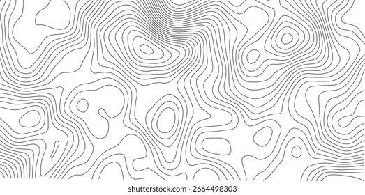 Diseño de fondo de mapa de contorno de topografía gris Abstractas. Textura geométrica de líneas de curva de onda negra. Mapa topográfico abstracto con patrón de línea de onda.	