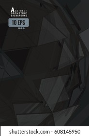 Abstract gray triangular sphere pattern with black stroke line on dark background