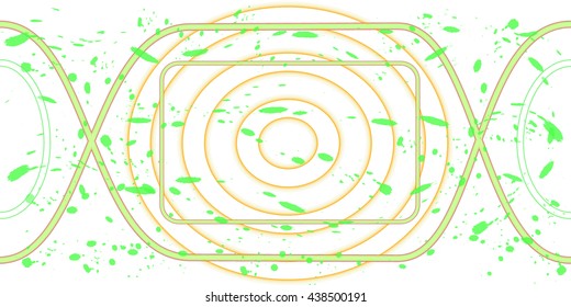 abstract gray tubes and green spots, on a white background