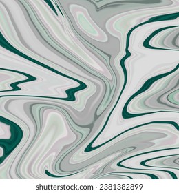 Abstract gray turquoise geometric background, liquid acrylic flow, marble effect