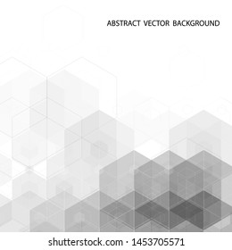 Abstract gray vector background.Blue hexagons and triangles
