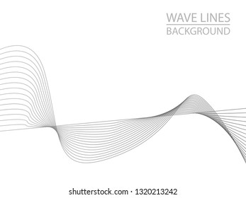 Abstract gray wave lines on white background. Can be used presentation, poster. Vector illustration.