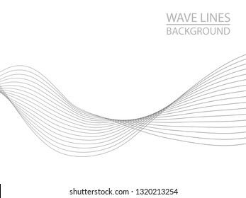 Abstract gray wave lines on white background. Can be used presentation, poster. Vector illustration.