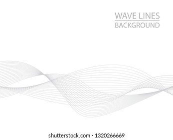 Abstract gray wave lines on white background. Can be used presentation, poster. Vector illustration.