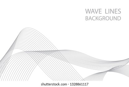 Abstract gray wave lines on white background. Can be used presentation, poster. Vector illustration.