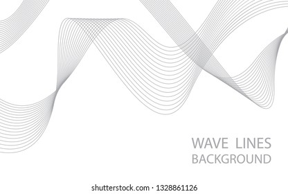 Abstract gray wave lines on white background. Can be used presentation, poster. Vector illustration.