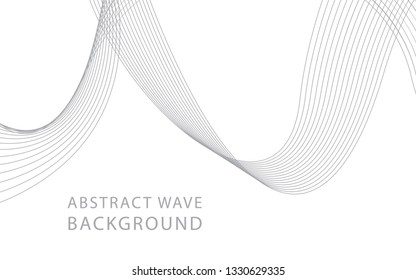 Abstract gray wave lines on white background. Can be used presentation, poster. Vector illustration.