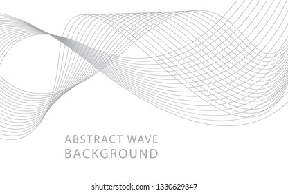Abstract gray wave lines on white background. Can be used presentation, poster. Vector illustration.