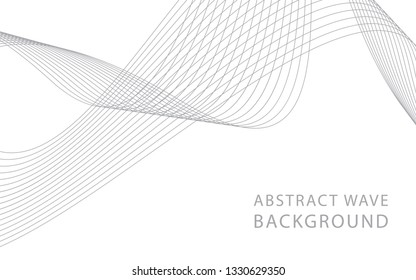 Abstract gray wave lines on white background. Can be used presentation, poster. Vector illustration.