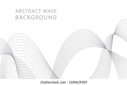 Abstract gray wave lines on white background. Can be used presentation, poster. Vector illustration.