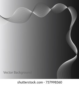 Abstract Gray Wave. Vector Abstract Background of Wave. Black and White Halftone Vector Illustration.