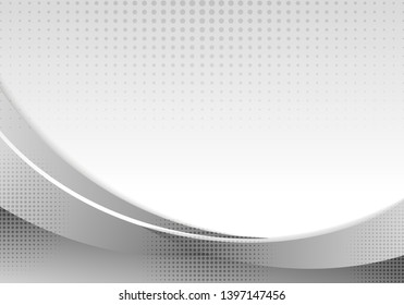 Abstract gray waves or curved professional business design layout template or corporate banner web design background with halftone effect. Curve flow grey motion illustration. Orange smooth wave lines