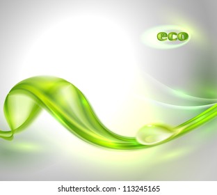 Abstract gray waving background with green leaf and dew