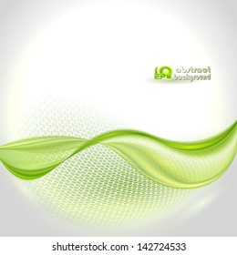 Abstract gray waving background with green element