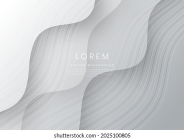 Abstract gray wavy background with lines curved. Vector illustration