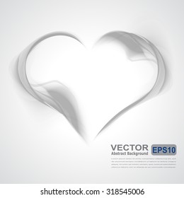 Abstract gray wavy background-heart from smoke. Vector illustration.