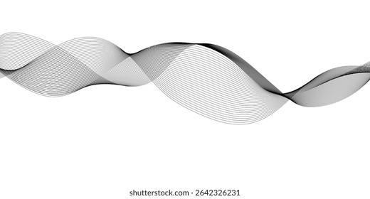 Abstract Gray wavy business and banner curve line background. Digital future technology concept. Line art striped graphic template, banner background. Vector illustration.