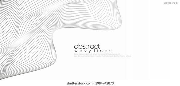 Abstract gray wavy lines background. Minimal graphic design element isolated on white backdrop. Vector