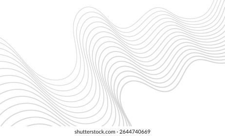 Linhas onduladas cinzentas abstratas fluindo através do fundo branco conceito de design moderno minimalista e elegante adequado para fundos ou temas de tecnologia