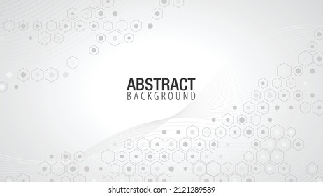 Abstract gray wavy lines and hexagons technology pattern on gradient background. Geometric vector shape elements for presentation design. Suit for corporate, business, seminar, talks, institution