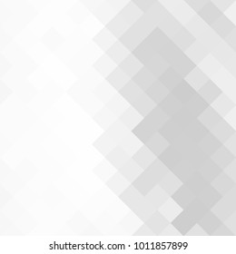 Abstract gray white background with mesh of rhombus or squares. Mosaic. Geometric template.