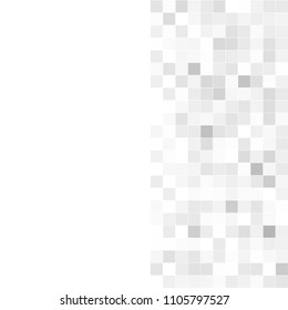 Abstract gray white background with mesh of squares. Mosaic. Geometric template.