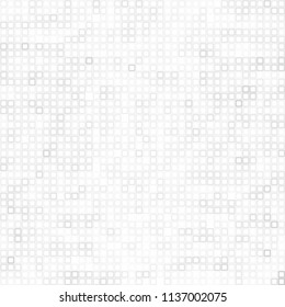 Abstract gray white background with mesh of squares. Mosaic. Geometric template. Cells.