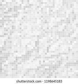 Abstract gray white background with mesh of squares. Mosaic. Geometric template