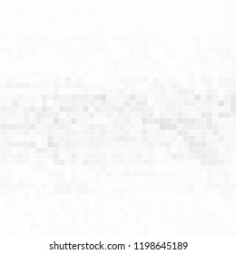 Abstract gray white background with mesh of squares. Mosaic. Geometric template