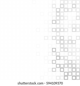 Abstract gray white background with mesh of squares. Mosaic style. Geometric template. Cells.