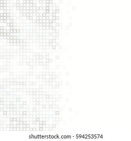 Abstract gray white background with mesh of squares. Mosaic style. Geometric template. Cells.
