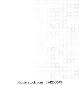 Abstract gray white background with mesh of squares. Mosaic style. Geometric template. Cells.