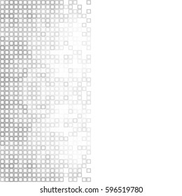 Abstract gray white background with mesh of squares. Mosaic style. Geometric template. Cells.