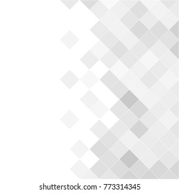 Abstract gray white background with mesh of rhombus or squares. Mosaic. Geometric template.