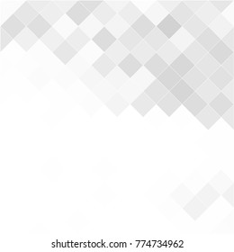 Abstract gray white background with mesh of rhombus or squares. Mosaic. Geometric template.