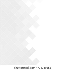 Abstract gray white background with mesh of rhombus or squares. Mosaic. Geometric template.