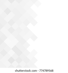 Abstract gray white background with mesh of rhombus or squares. Mosaic. Geometric template.
