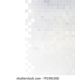 Abstract gray white background with mesh of squares. Mosaic. Digital style. Geometric template. Cells.