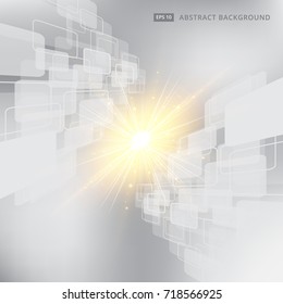 Abstract gray and white background technology geometric square rounded rhombus perspective with lighting, Vector illustration