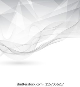 Abstract gray and white color low poly with lines waves pattern on white background. You can use for template brochure, poster. print, banner, annual report, cover, leaflet. Vector illustration