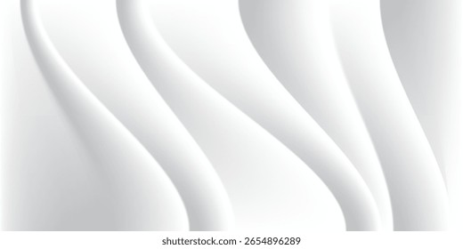 Fondo de onda de tela gris y blanco Abstractas con espacio de copia. Ondas fluidas suaves. Elegante textura satinada de seda brillante. Conveniente para el Fondo de pantalla, cubierta, cabecera, escritorio, Web, volante. Ilustración vectorial.
